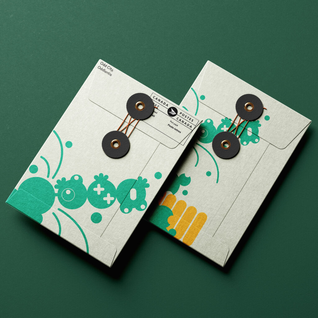 two envelopes on top of a green background